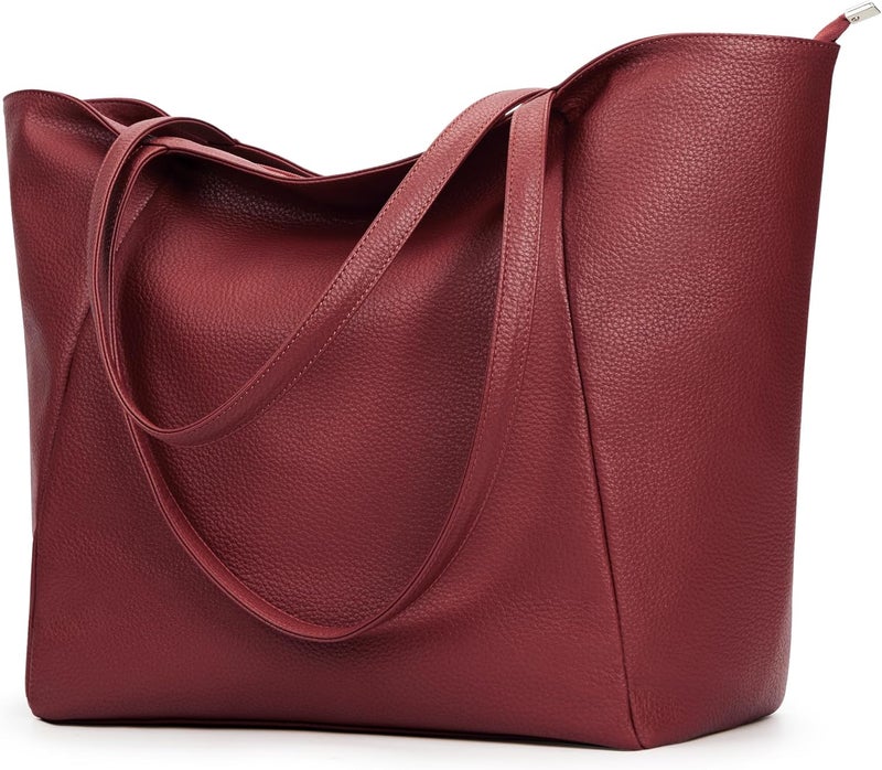 KALIDI Large Tote Bag Vegan Leather Casual Zipper Work Bag Weekender Hobo for Women 23L Oversize Shoulder Travel Purse - Image 1